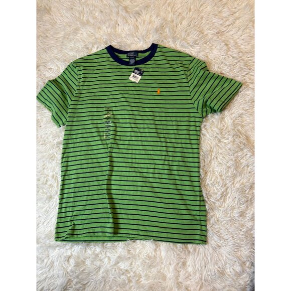 Ralph Lauren Boys XL 18-20 Polo T-Shirts Yellow & Green Striped Pack Of 2 Cotton - Picture 2 of 6